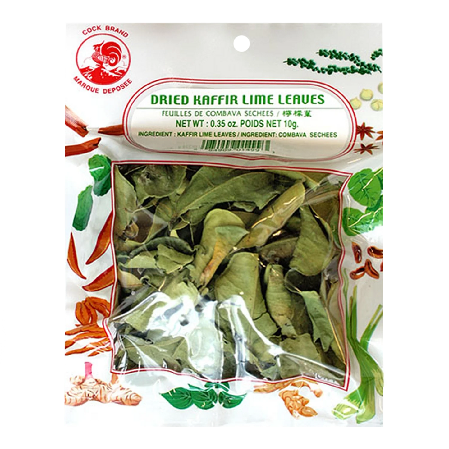 COCK BRAND Dried Kaffir Lime Leaves 10G