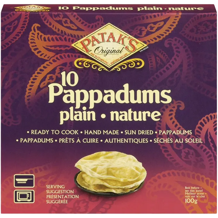 PATAK'S Pappadums Natuurlijk 100G