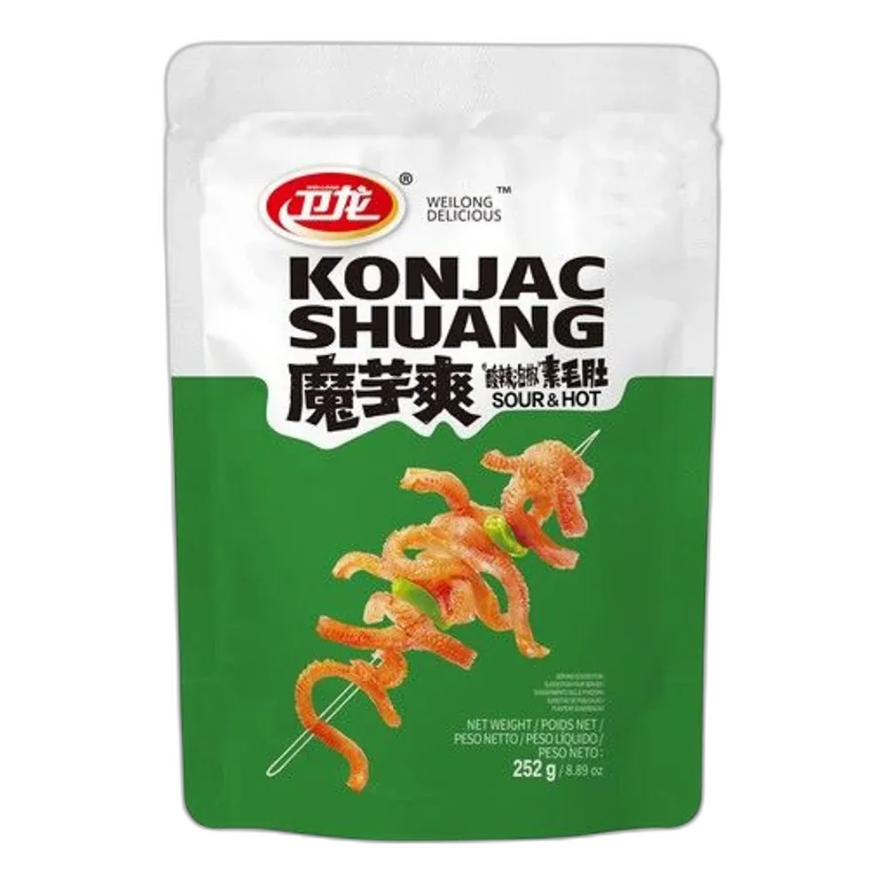 WEILONG Konjac Snack Sour and Hot Shuang 252g – sour and hot vegan snack