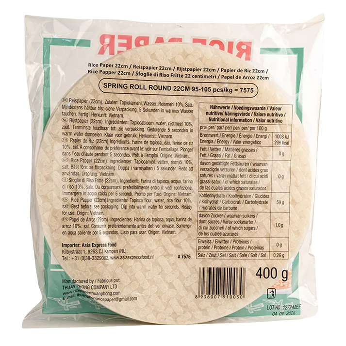 BAMBOE BOOM Rijstpapier 22CM, Rond (Groen) 400G