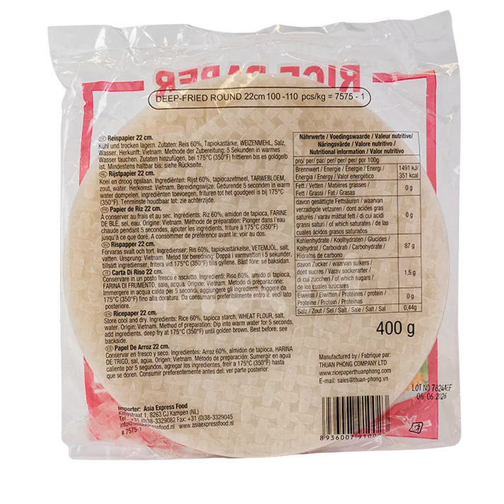 BAMBOE BOOM Rijstpapier om te frituren 22CM, 400G