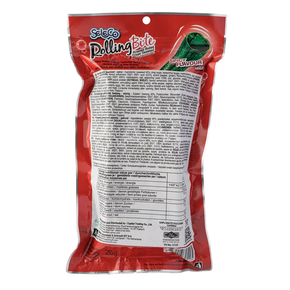 SELECO Rolling Bite Zeewier Snack Pittig 28G