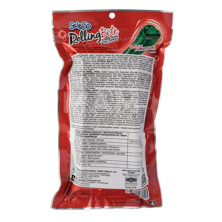 SELECO Rolling Bite Zeewier Snack Pittig 28G