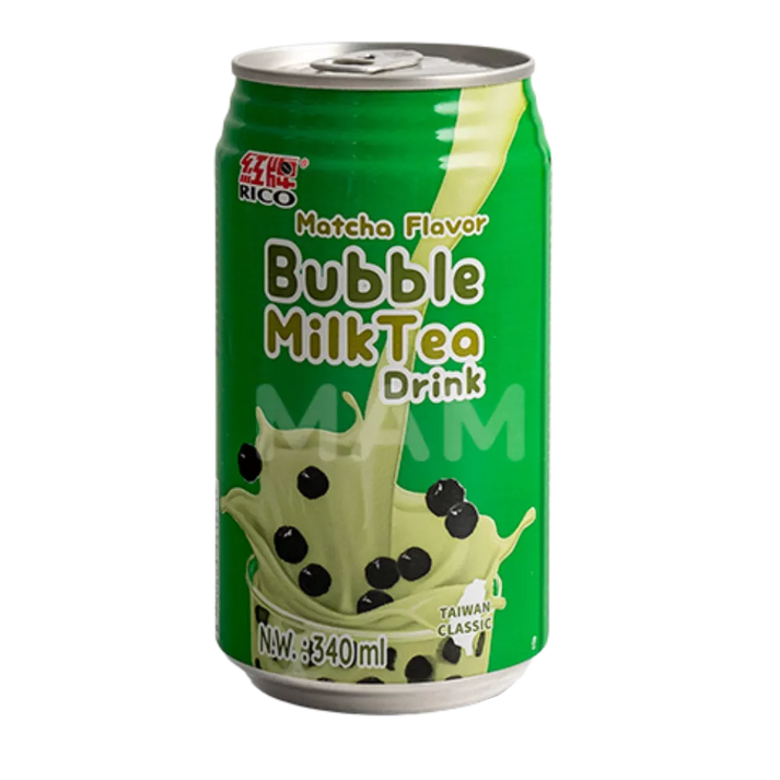 RICO Matcha Flavour Bubble Milk Tea Drink 350ML blikje