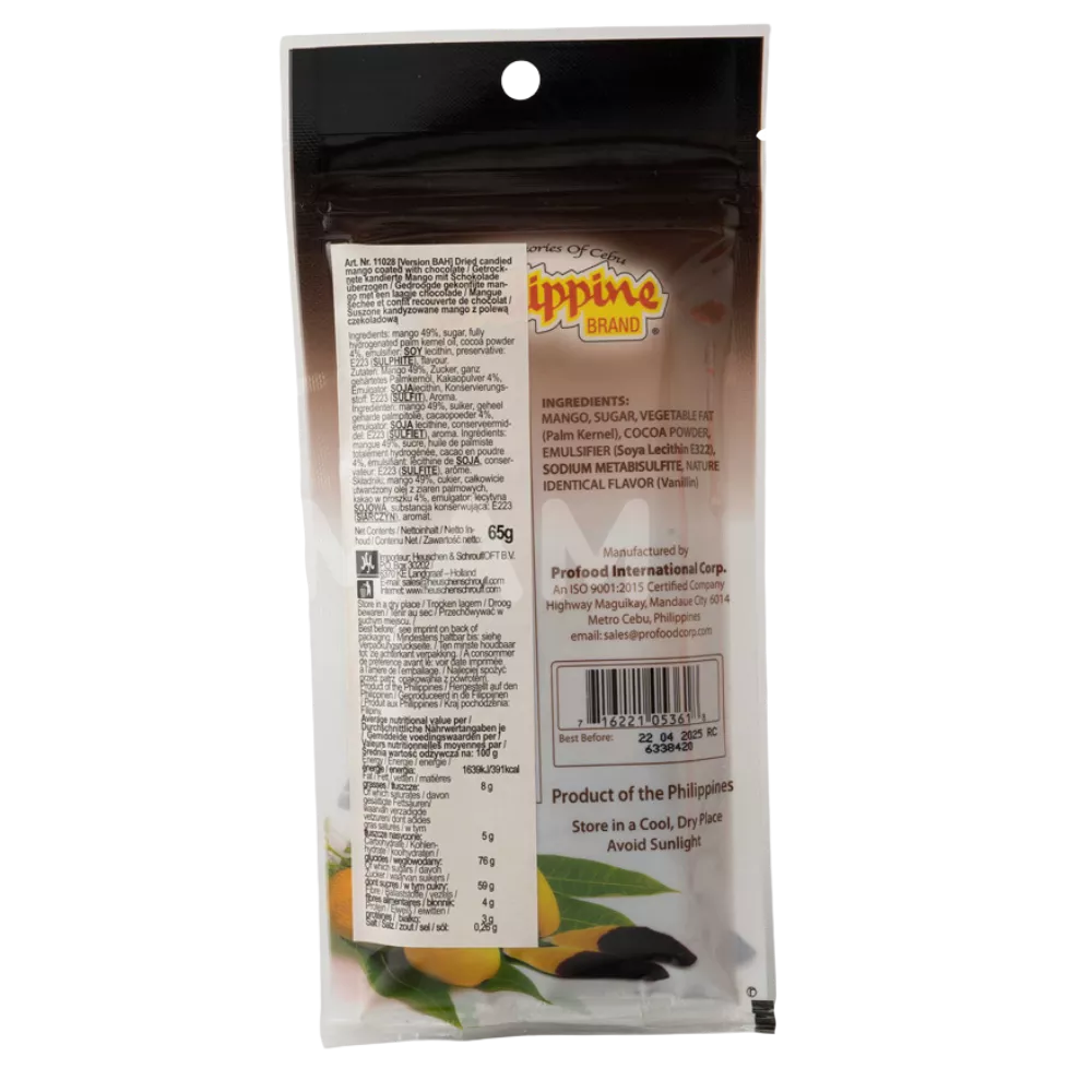 PHILIPPINE MERK Gedroogde mango's chocolade 68G