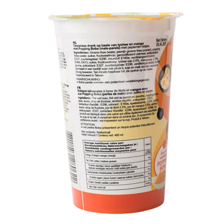 O'S Popping Boba Lychee Mango Single Pack 480ML