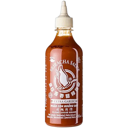 VLIEGENDE GANS Sriracha + Knoflook, Geen MSG, GF 455ML
