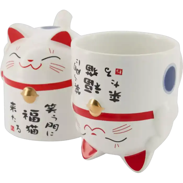 Kawai Maneki Neko Kattenmok blauw 8,5x9,8cm