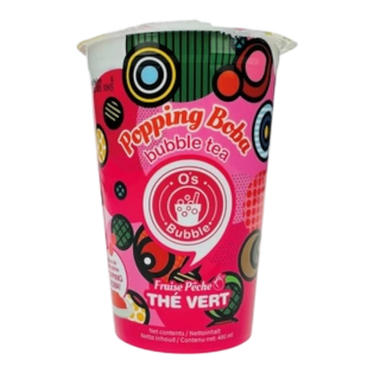 O'S Popping Boba Strawberry Peach Single Pack 480ML