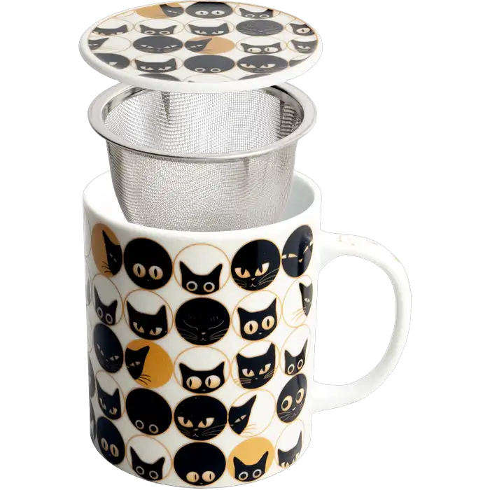 Tea mug with filter CAT √ò9.5cm/H11cm