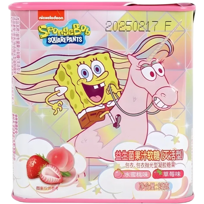 LEDA Spongebob Blikje Druppels Aardbei & Perzik 95G