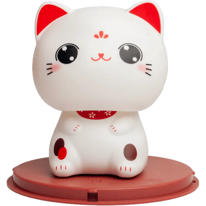 Lucky Cat Solar Kawaii open eyes Ø7cm/H9cm