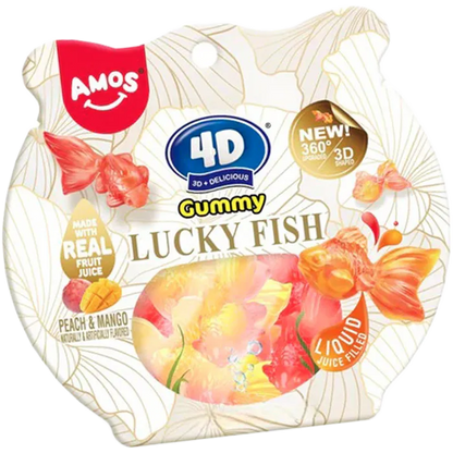AMOS 4D Gummy Perzik Mango Geluksvis 60G