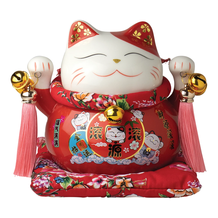 Jade Temple porseleinen spaarpot Maneki Neko ROOD