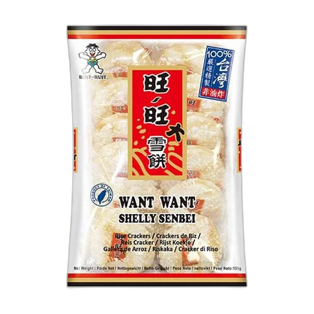 WANT WANT Shelly Senbei Crackers (rond-wit) 150G