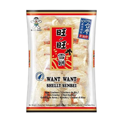 WANT WANT Shelly Senbei Crackers (rond-wit) 150G