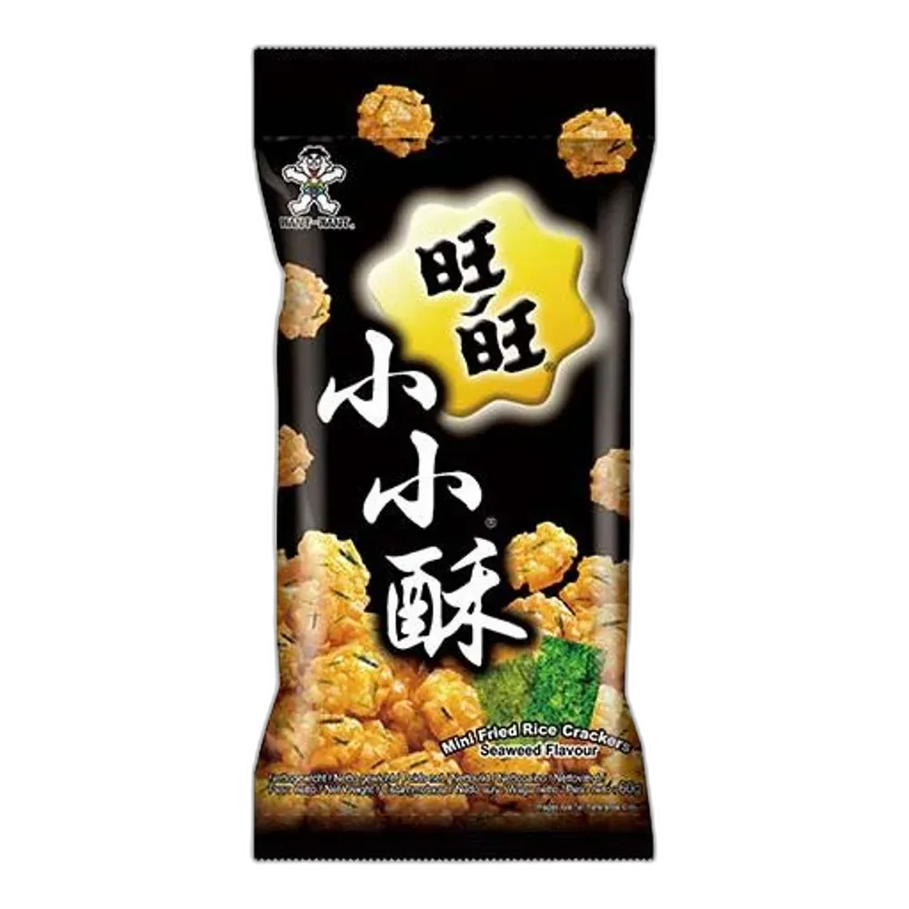 WANT WANT Mini Fried Crackers Pittig Zeewier – Pittige rijstcrackers met zeewier
