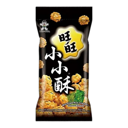 WANT WANT Mini Fried Crackers Pittig Zeewier – Pittige rijstcrackers met zeewier