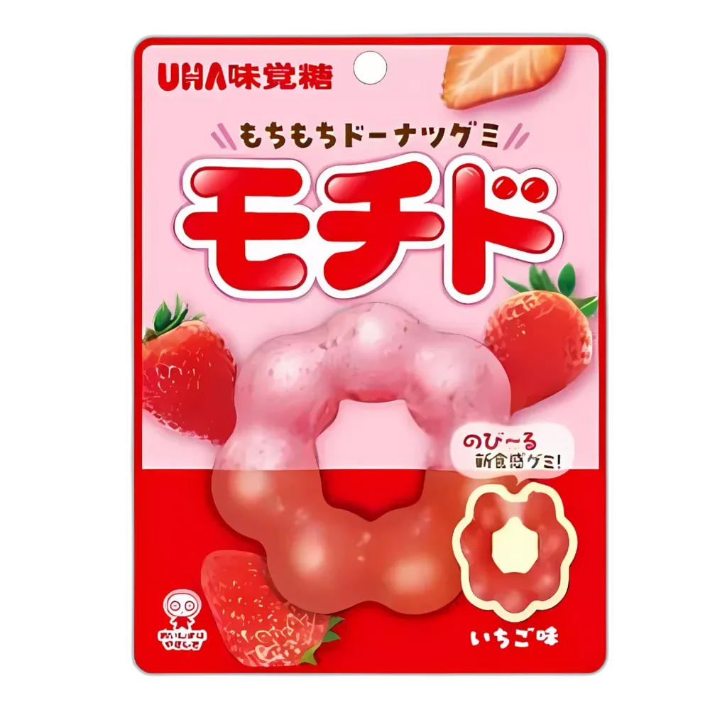 UHA Mikakuto Mochido Erdbeer Gummi 40g – Mochi-inspirierter Erdbeer-Snack