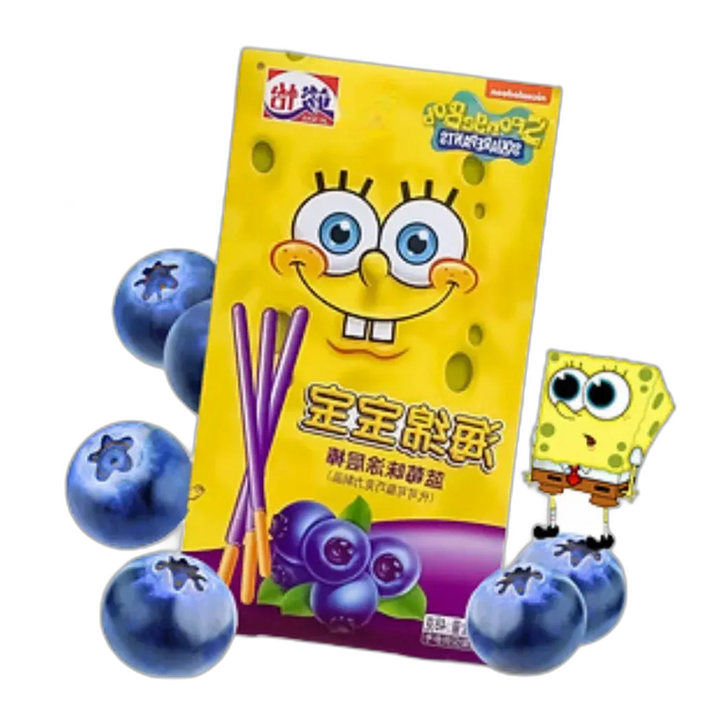 JUNYI SpongeBob Bosbessen Chocoladereep – 48g fruitsnack met cultfactor