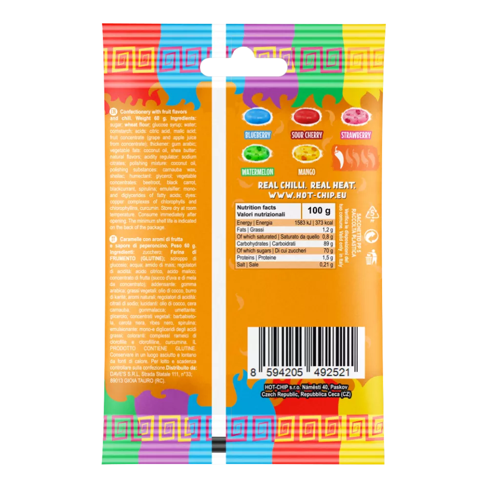 HOT CHIP Jelly Beans Spicy Fruit Flavours 60G