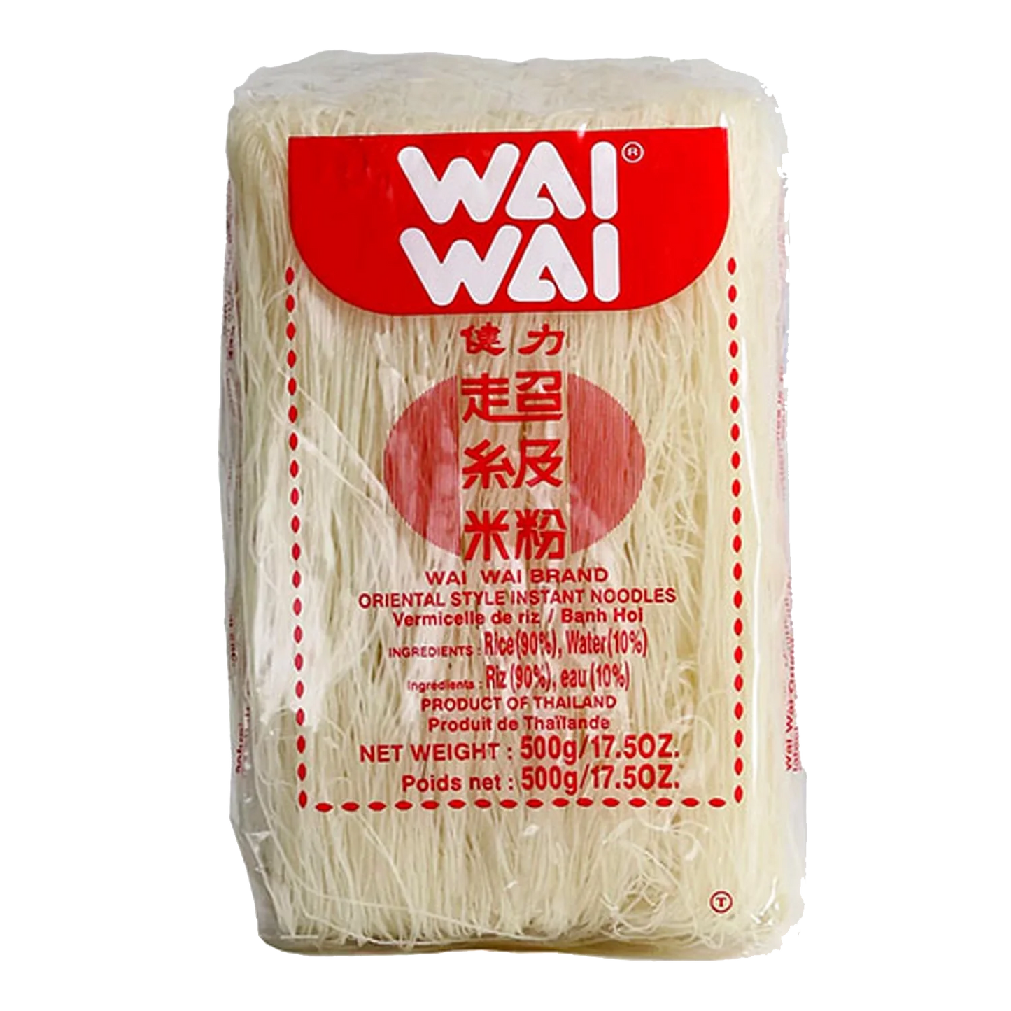 WAI WAI Rijstnoedels Pk (doorzichtige verpakking) 500G