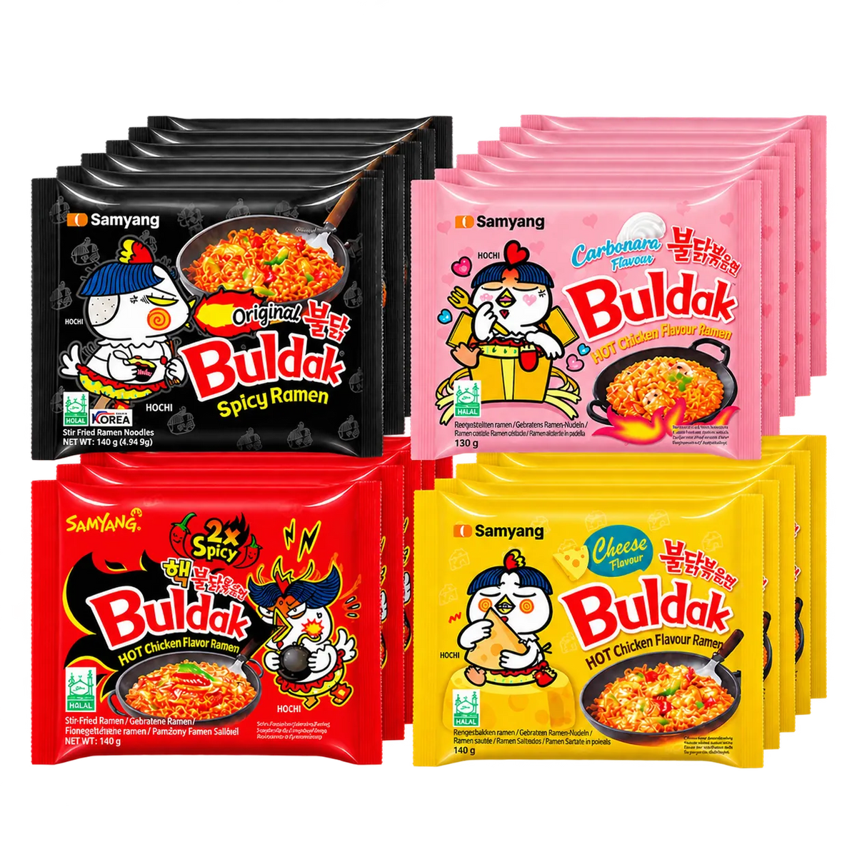 SAMYANG Buldak 20er Tasting Bundle mit Cheese, Carbonara, Original & 2xSpicy